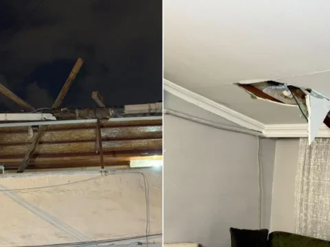 Firtinada cati parcalari koptu karsi binaya saplandi son anda kurtuldular tYaACNND